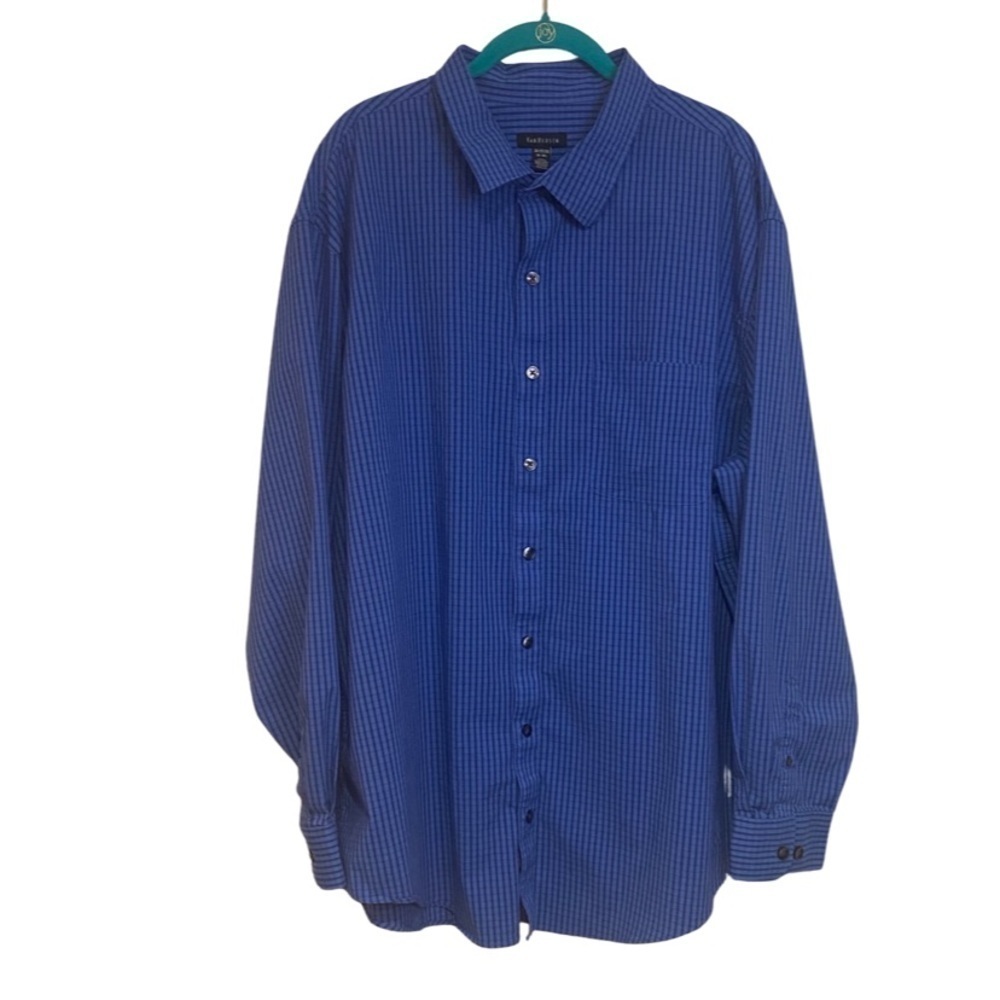 Van Heusen Dress Shirt Long Sleeve Button Down Blue Plaid Size 2XL
